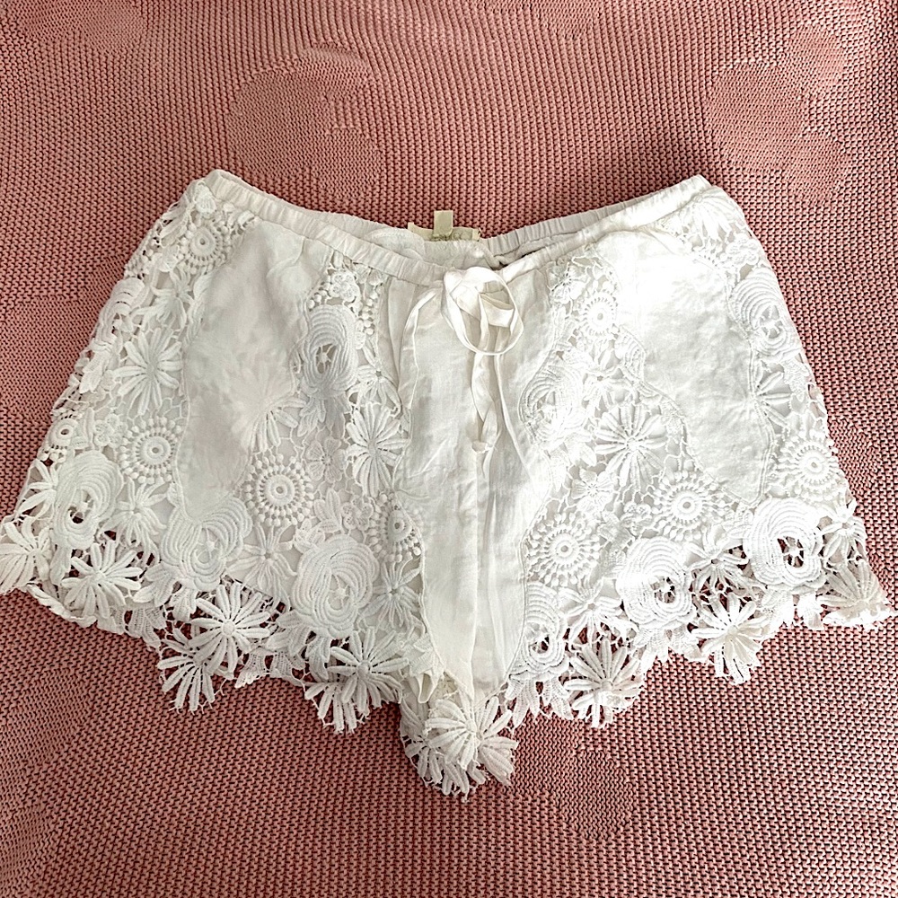 White Crochet Shorts
